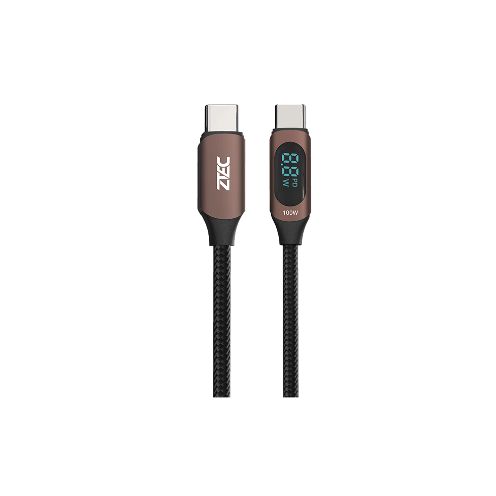 สายชาร์จเร็ว ZTEC รุ่น ZC522 USB-C to USB-C 100W 5A 2 เมตร สีน้ำตาล (รองรับเทคโนโลยี PD,QC)_0